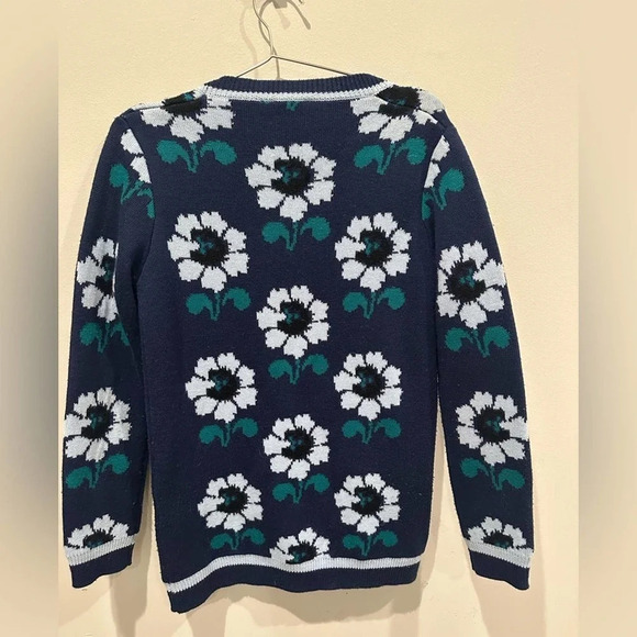 p.a.r.o.s.h‎ Navy Wool Sweater Cardigan  w/  Flowers. Size Small A0040 - Picture 3 of 10